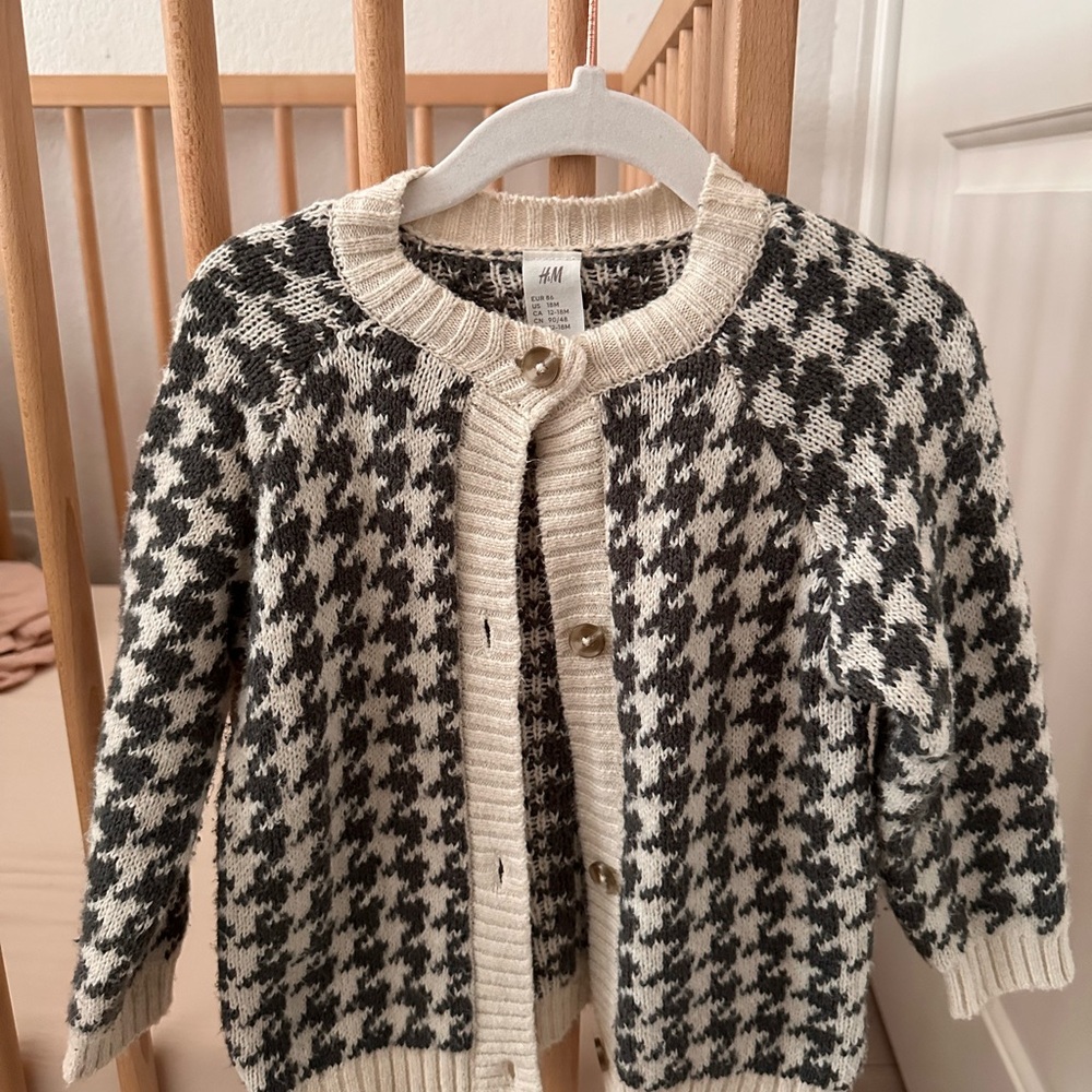 H&M Kids Black and White Houndstooth Cardigan
